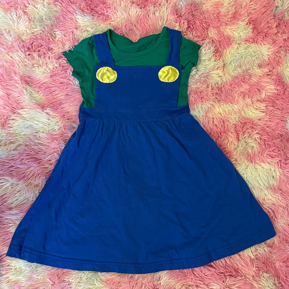 Luigi green and Blue Dress with Yellow Accents